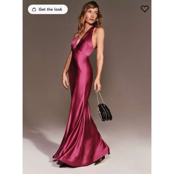 Reformation Daniela Silk Dress in Hibiscus Tea - Picture 1 of 13